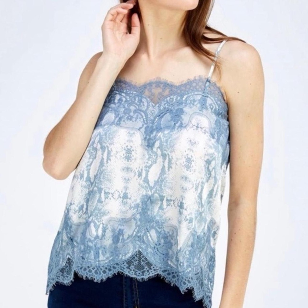 Blue Lace Spaghetti Strap Camisole